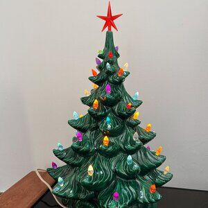 Vintage 1970s Atlantic Mold Ceramic Christmas Tree 16"
